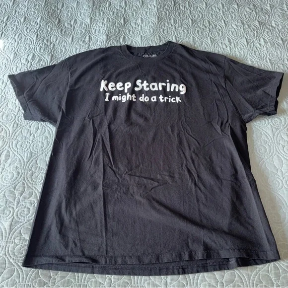 Keep Staring I Might Do A Trick Graphic Tee - Black - Picture 1 of 5